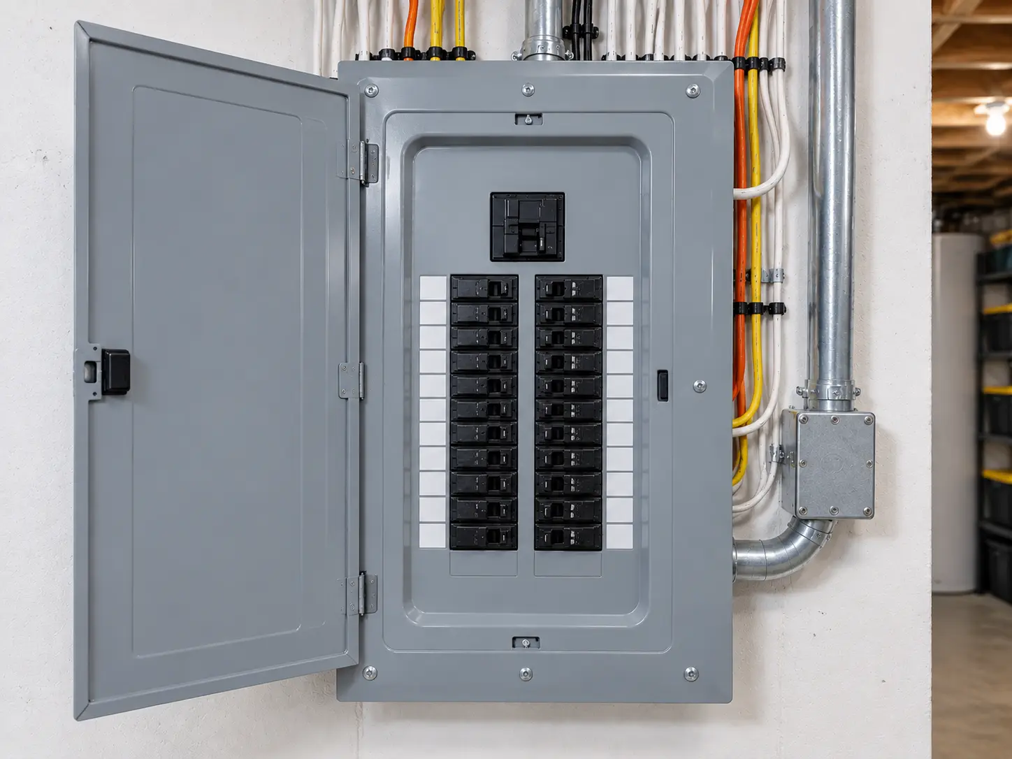 Old fuse box and 60 amp electrical service in a Thorold home